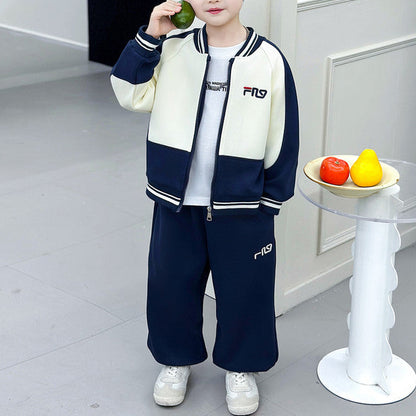 Boys Zipper Baseball Jacket Set