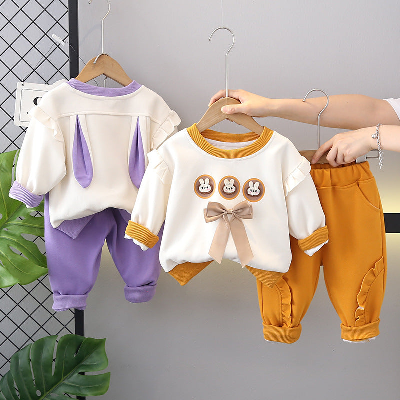 Girls Cartoon Hoodie Set