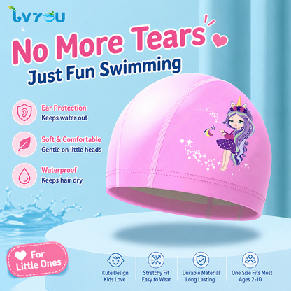 Kids Swim Cap – Cute Design with Ear Protection
