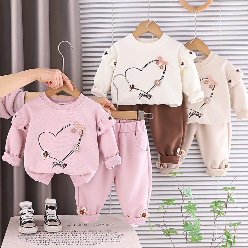 Girls Heart Hoodie Set