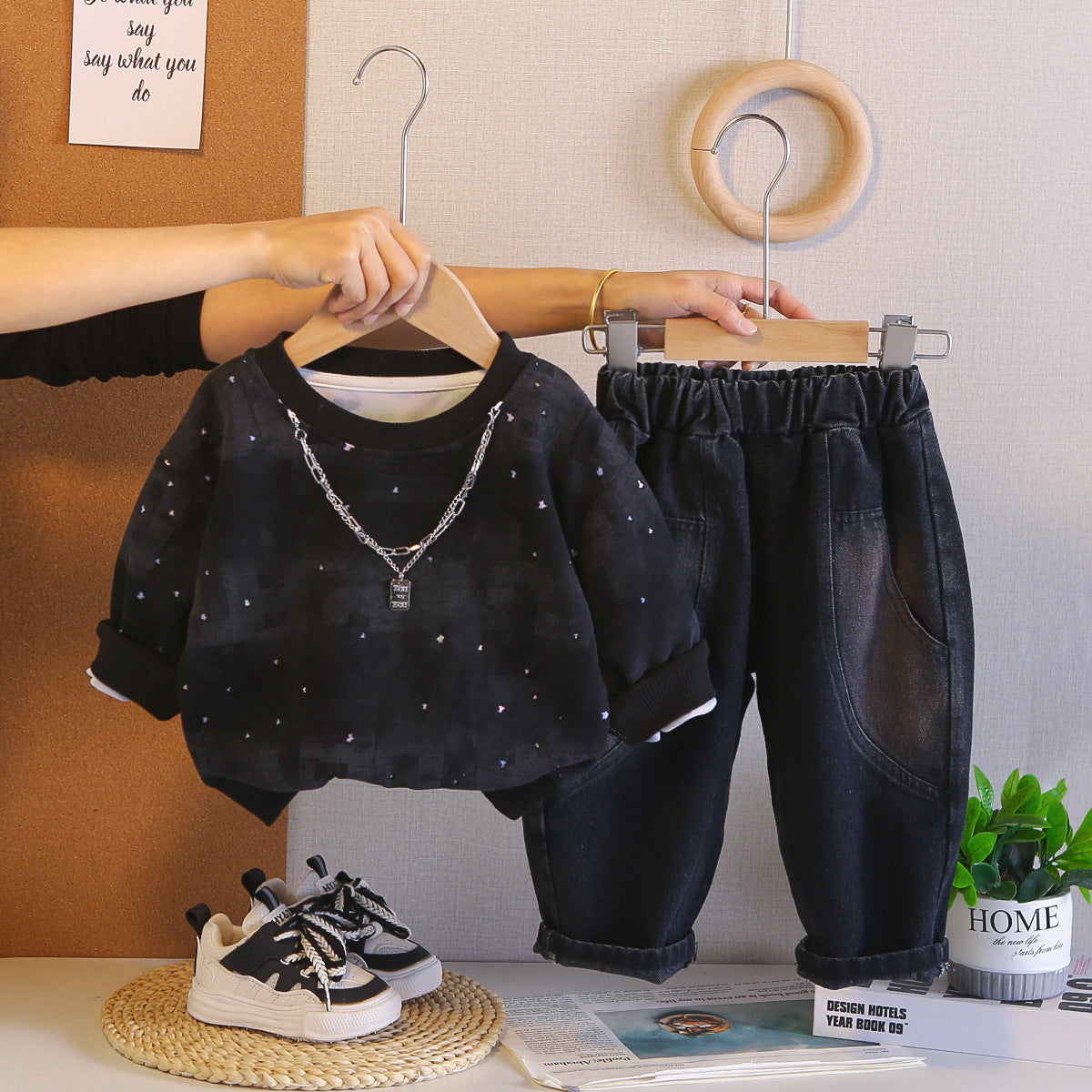 Boys Letter Hoodie Set