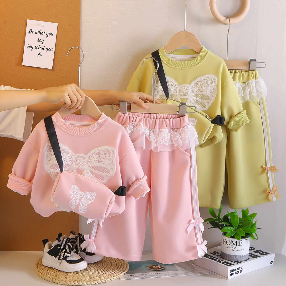 Girls Lace Hoodie Set