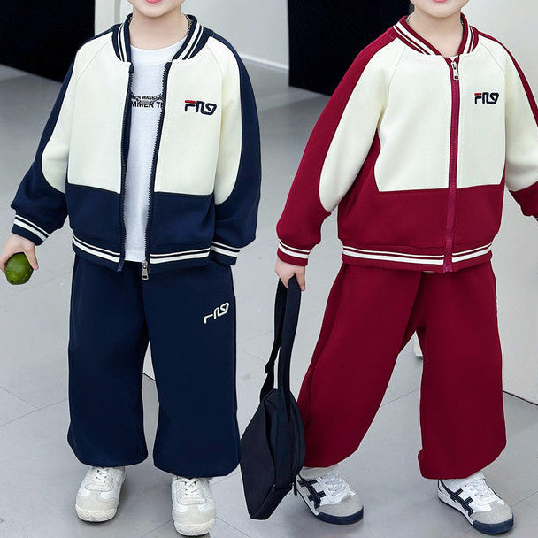 Boys Zipper Baseball Jacket Set