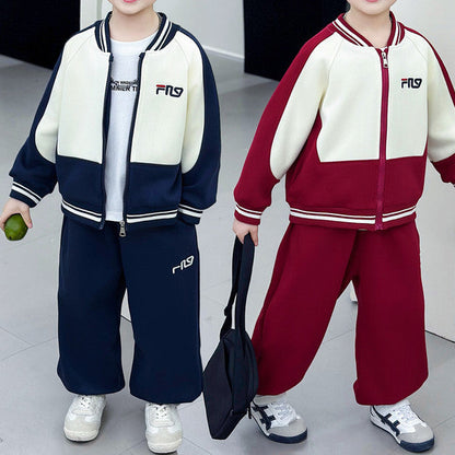 Boys Zipper Baseball Jacket Set