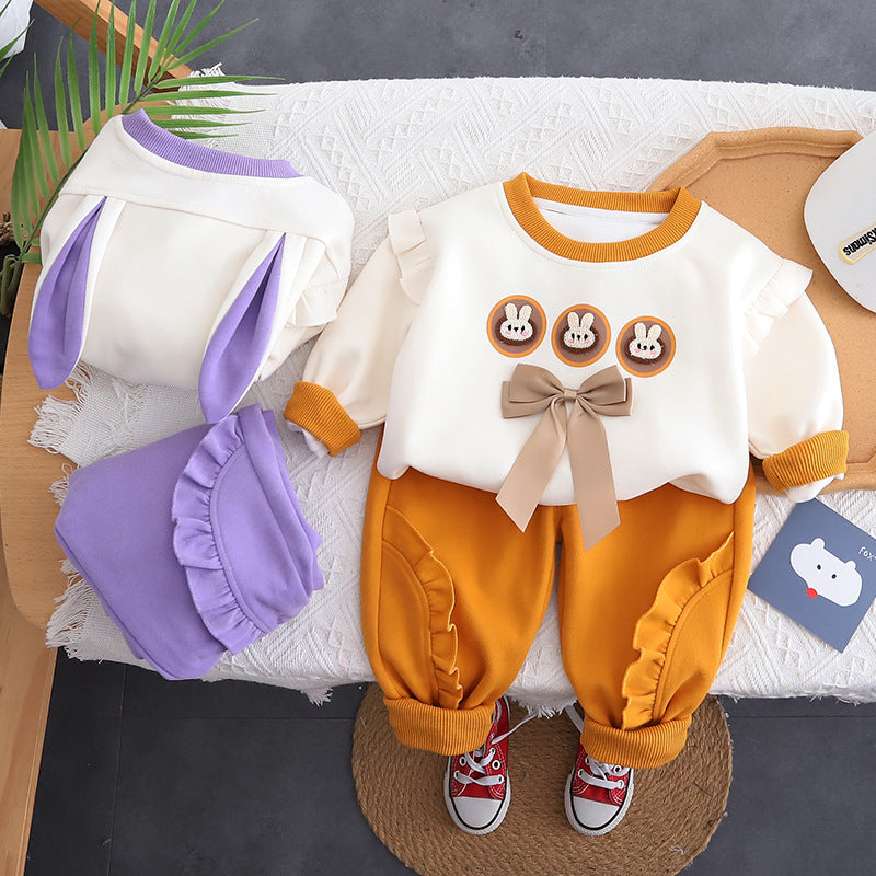 Girls Cartoon Hoodie Set