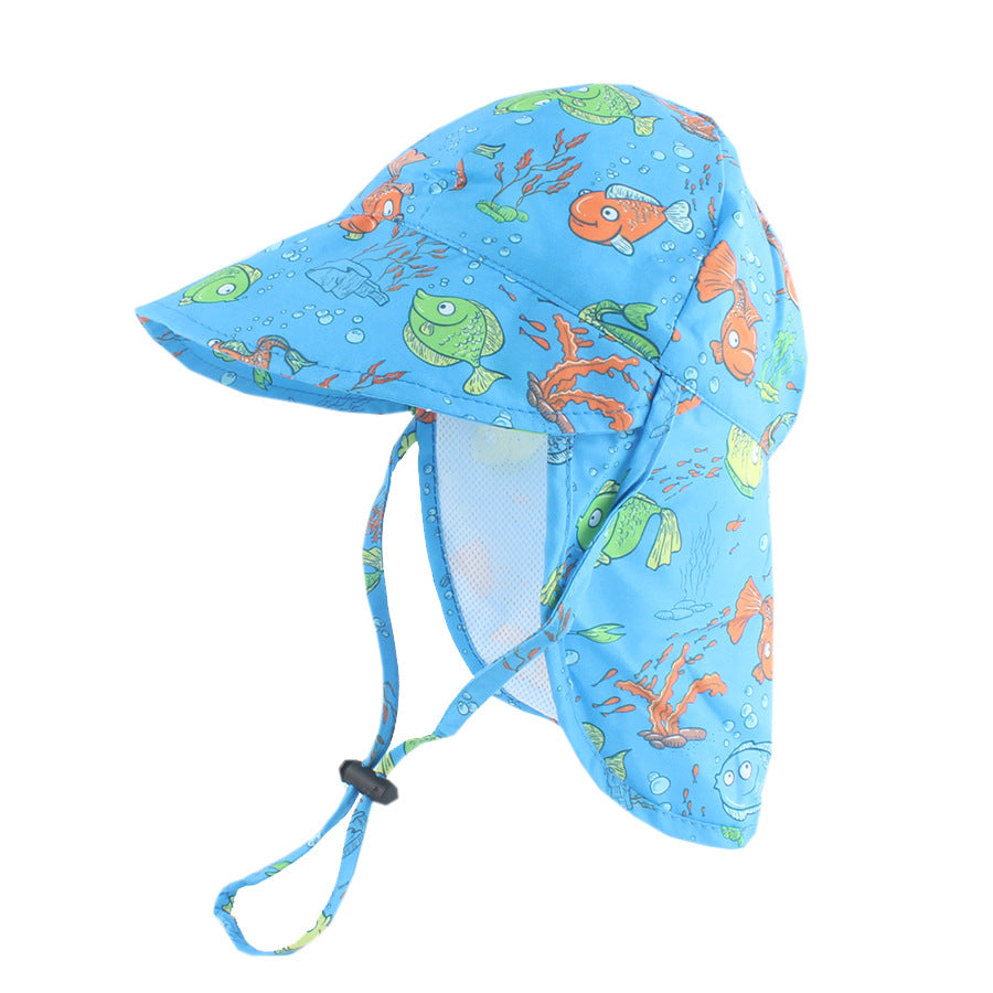 Baby Sun Hat with Cape – Quick-Dry Cartoon Beach Hat for Toddlers
