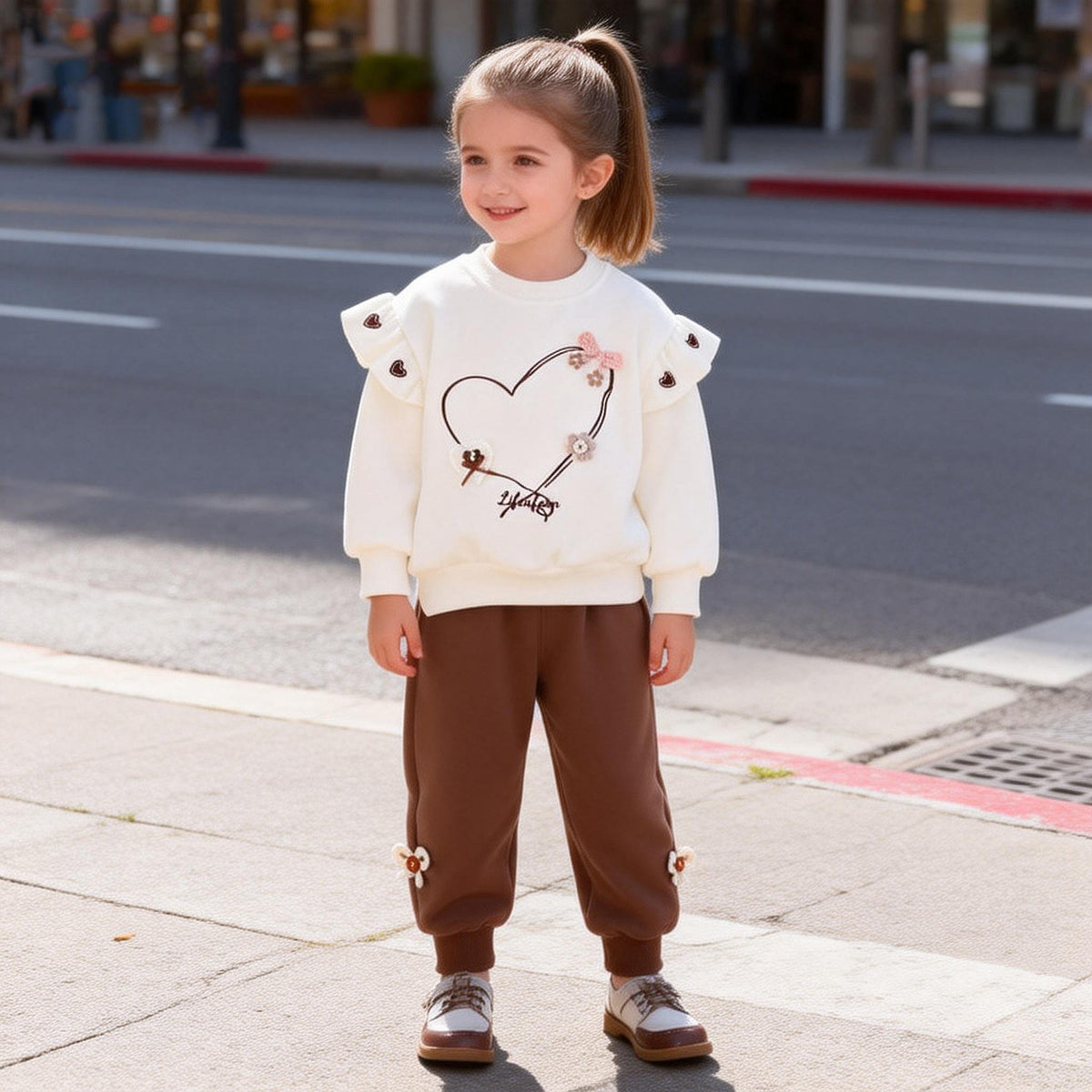 Girls Heart Hoodie Set