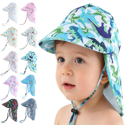Baby Sun Hat with Cape – Quick-Dry Cartoon Beach Hat for Toddlers