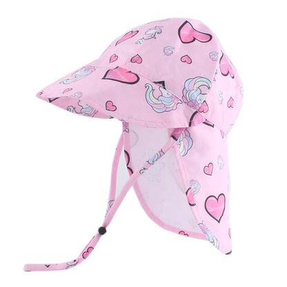 Baby Sun Hat with Cape – Quick-Dry Cartoon Beach Hat for Toddlers