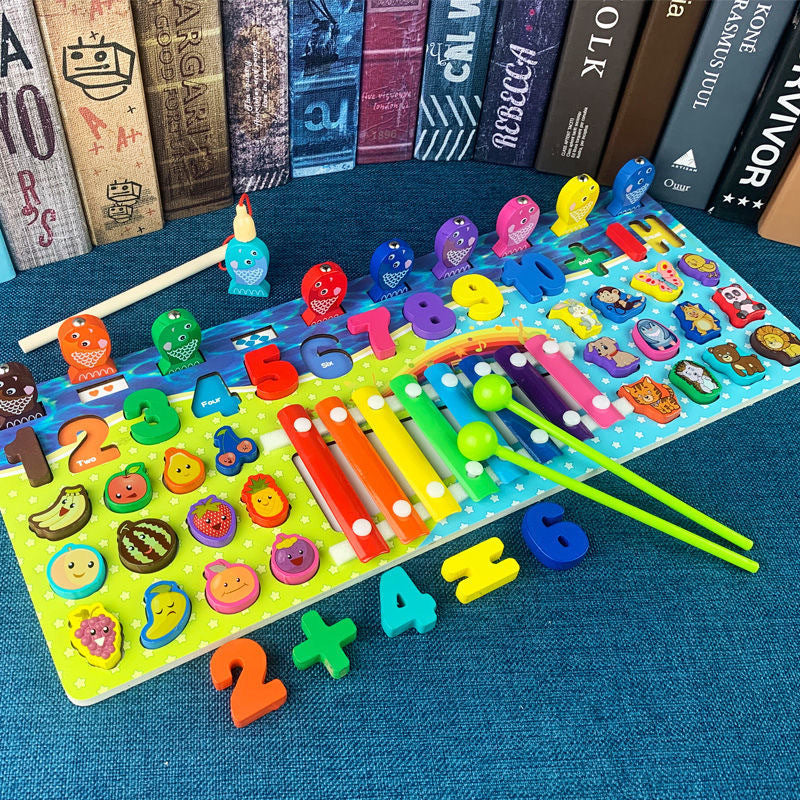 Montessori Wooden Magnetic Fishing & Math Puzzle Toy
