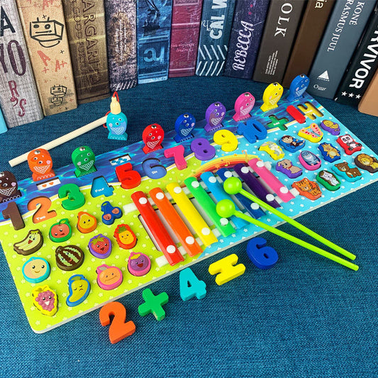 Montessori Wooden Magnetic Fishing & Math Puzzle Toy