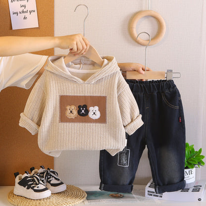 Boys Bear Hoodie Set