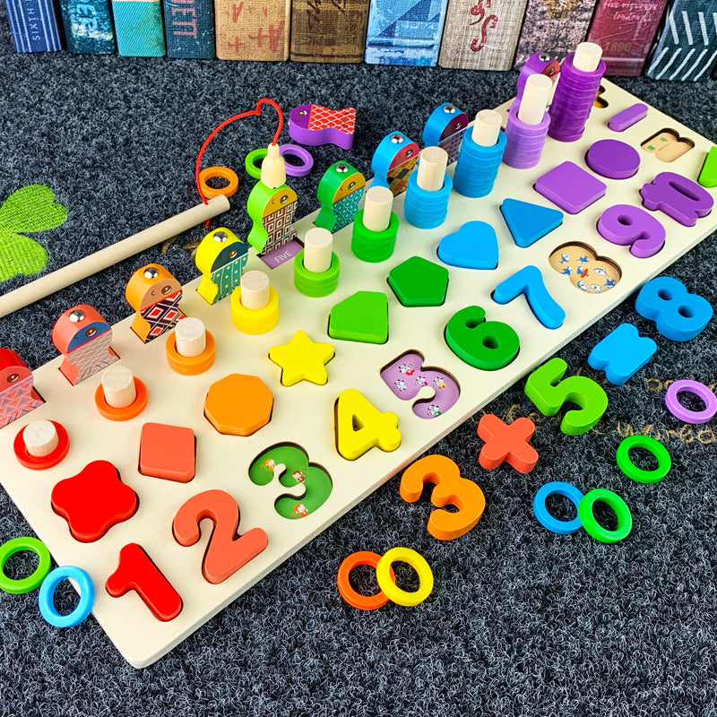 Montessori Wooden Magnetic Fishing & Math Puzzle Toy