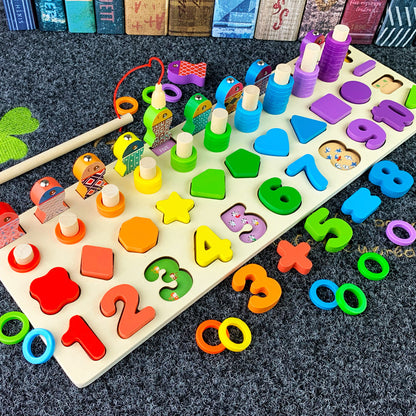 Montessori Wooden Magnetic Fishing & Math Puzzle Toy