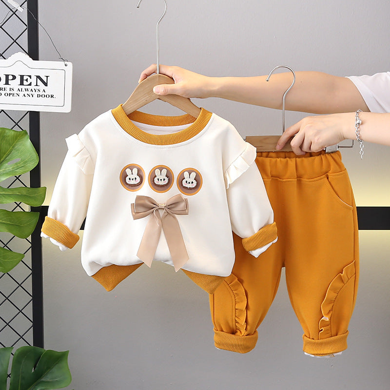 Girls Cartoon Hoodie Set