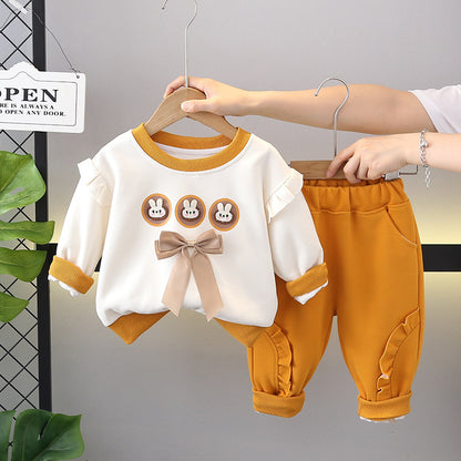 Girls Cartoon Hoodie Set