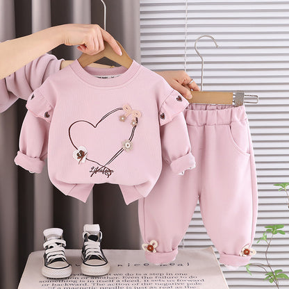 Girls Heart Hoodie Set