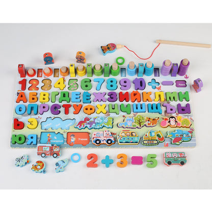 Montessori Wooden Magnetic Fishing & Math Puzzle Toy