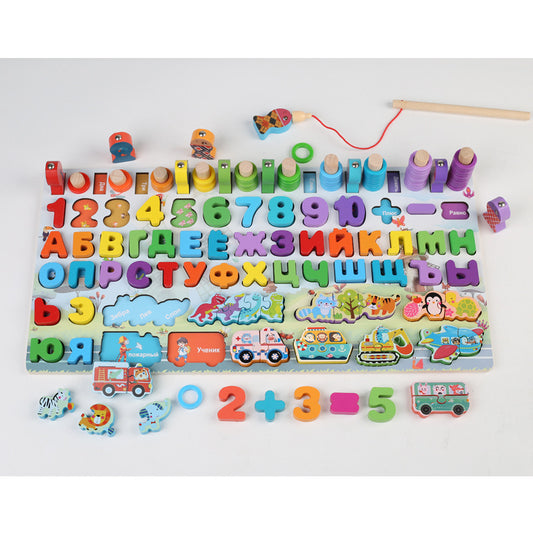 Montessori Wooden Magnetic Fishing & Math Puzzle Toy
