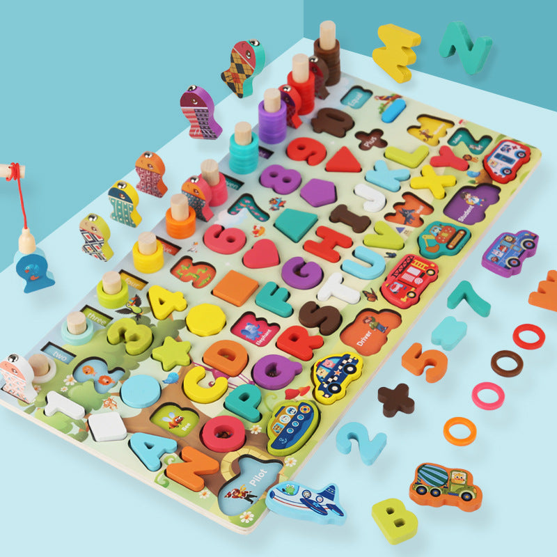 Montessori Wooden Magnetic Fishing & Math Puzzle Toy