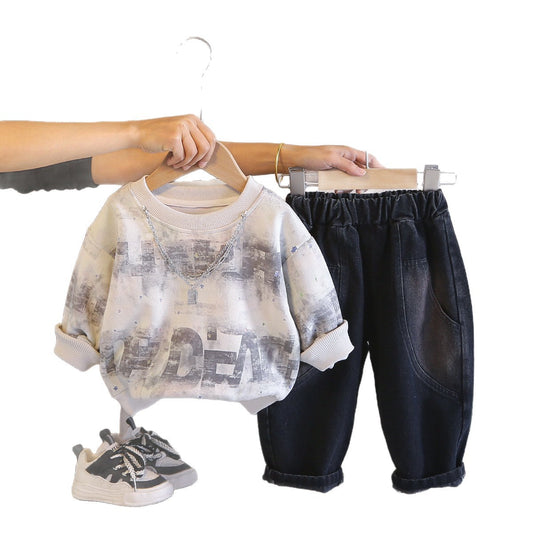 Boys Letter Hoodie Set