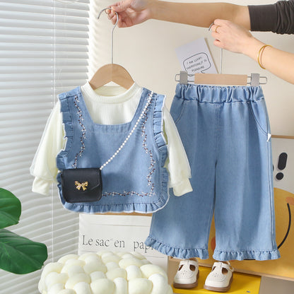 Girls Denim Vest 3-Piece Set
