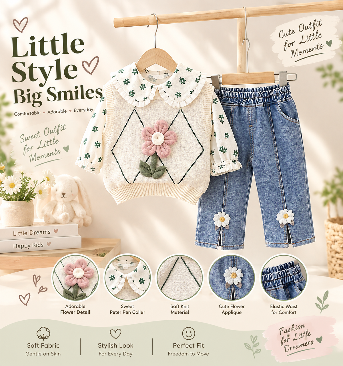 Girls Floral 3-Piece Set