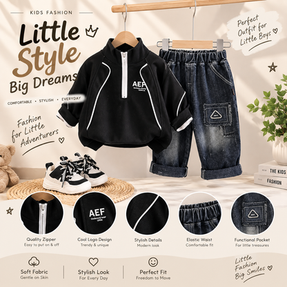 Boys Half-Zip Hoodie Set