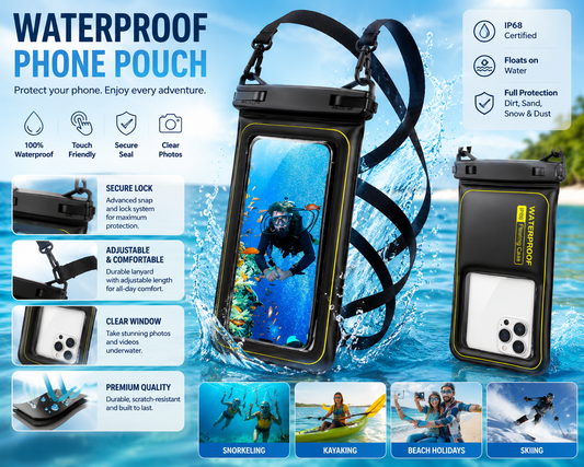 Waterproof Phone Pouch – Beach & Pool Dry Bag