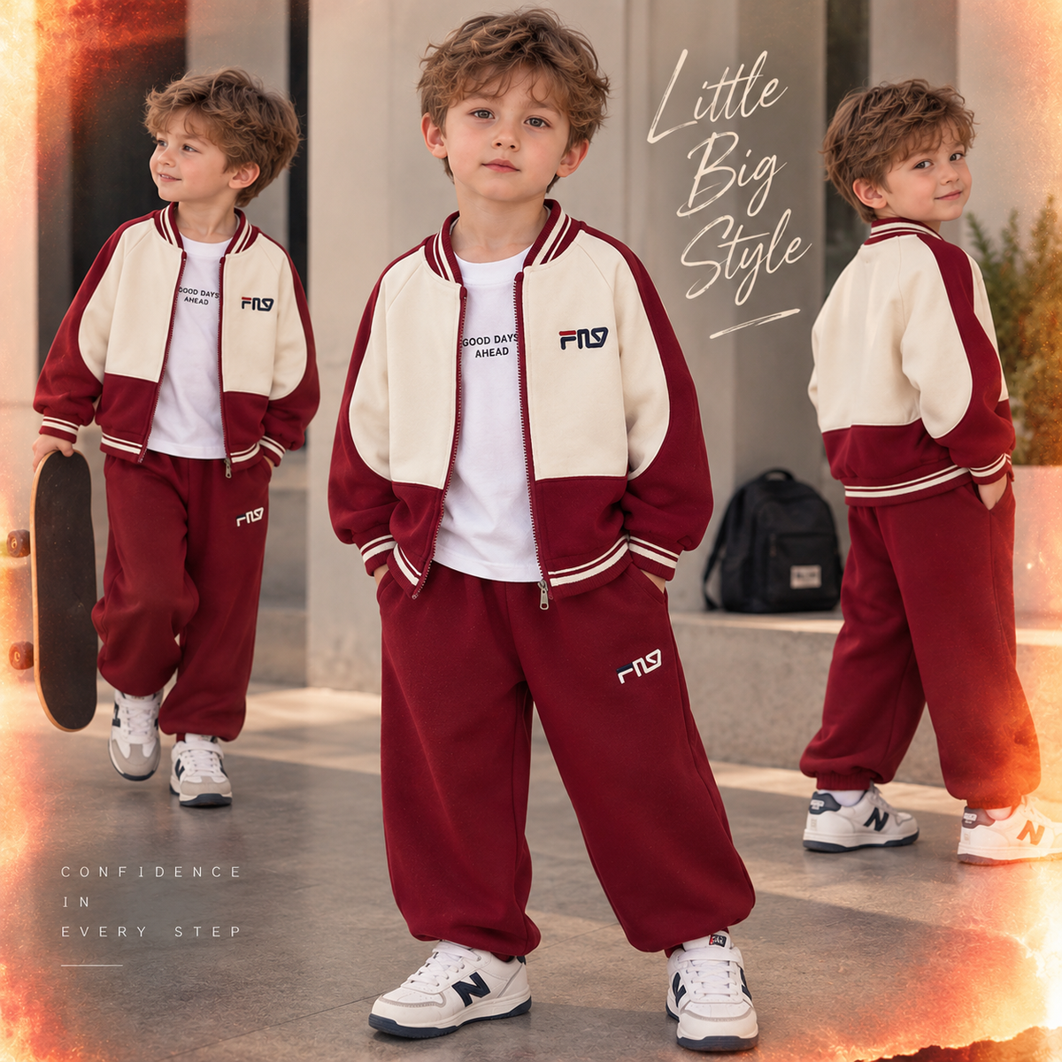 Boys Zipper Baseball Jacket Set