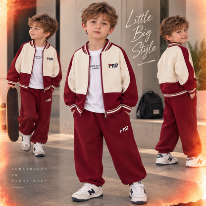 Boys Zipper Baseball Jacket Set