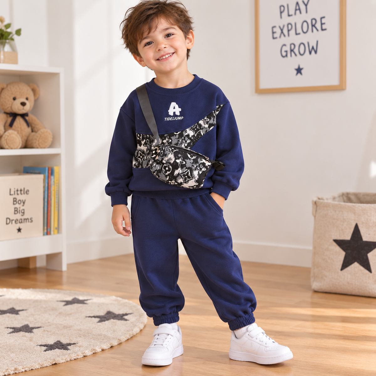Boys Print Sweatshirt Set