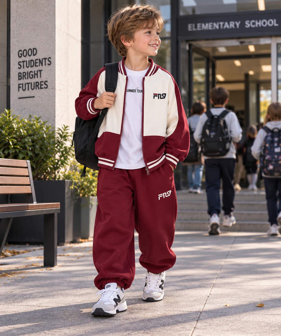 Boys Zipper Baseball Jacket Set