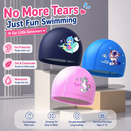 Kids Swim Cap – Cute Design with Ear Protection