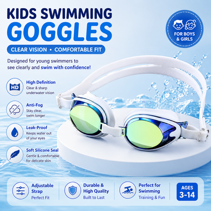 Kids Swimming Goggles – HD Vision & Comfortable Fit