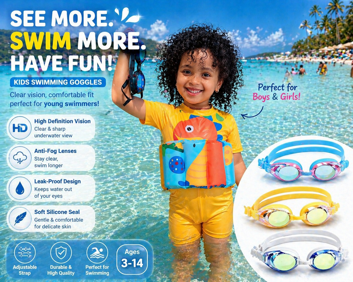Kids Swimming Goggles – HD Vision & Comfortable Fit