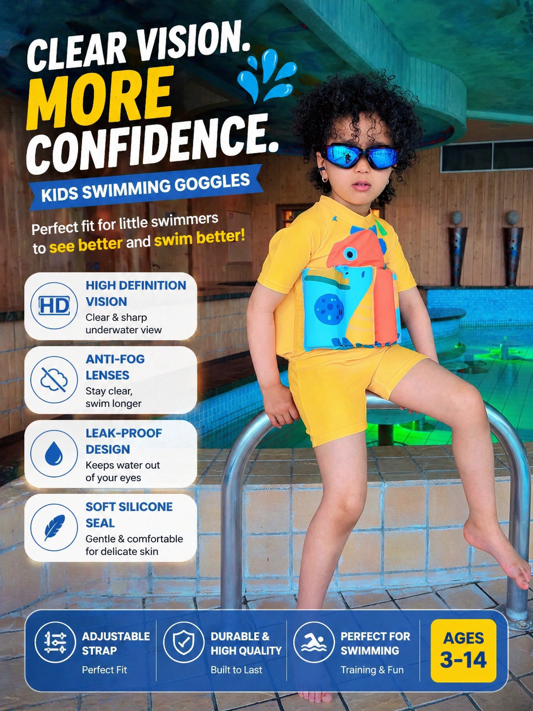 Kids Swimming Goggles – HD Vision & Comfortable Fit