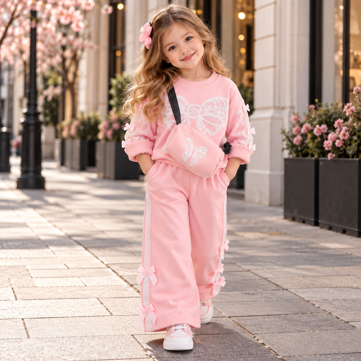 Girls Lace Hoodie Set