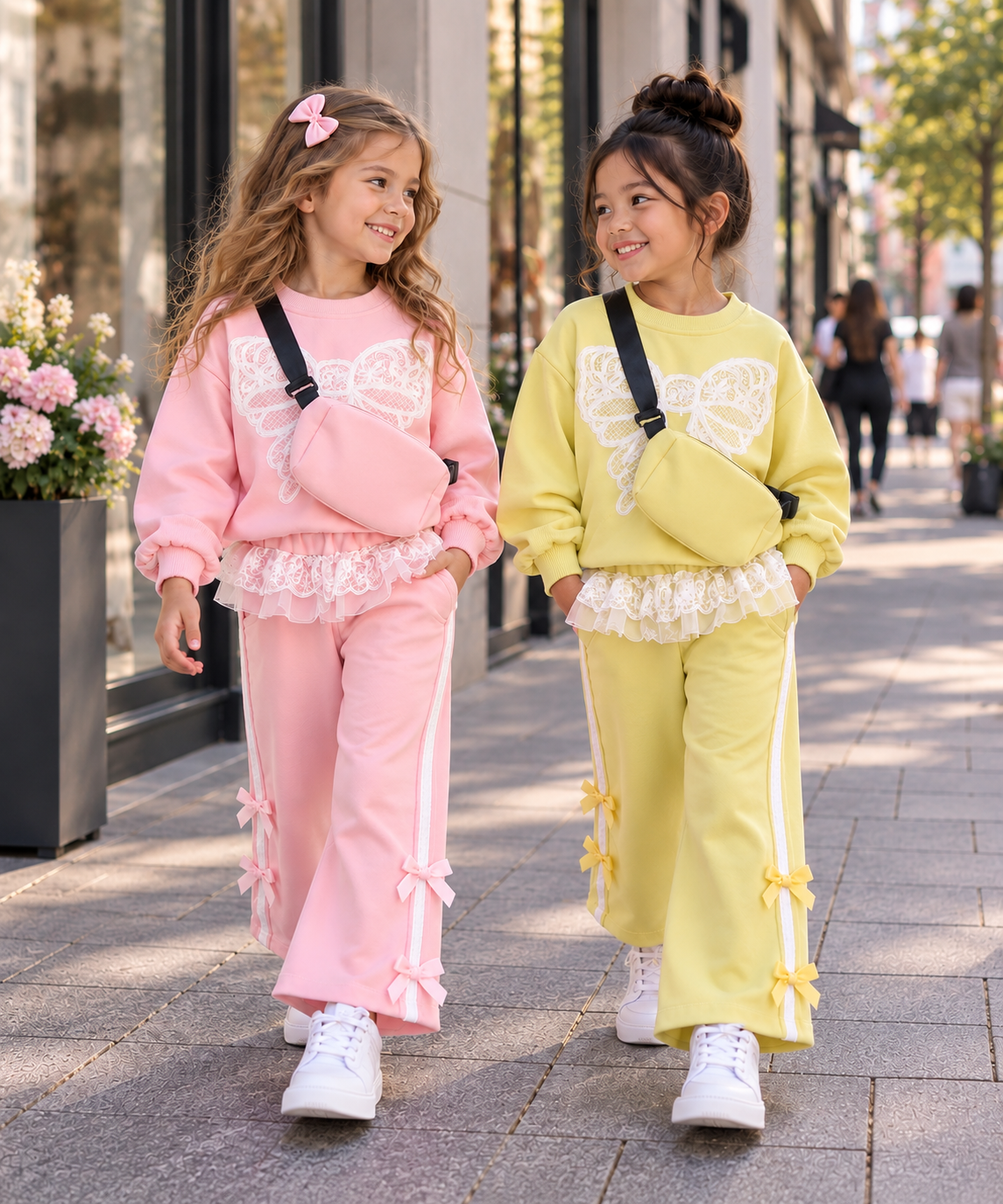 Girls Lace Hoodie Set