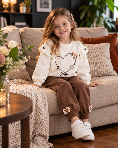 Girls Heart Hoodie Set