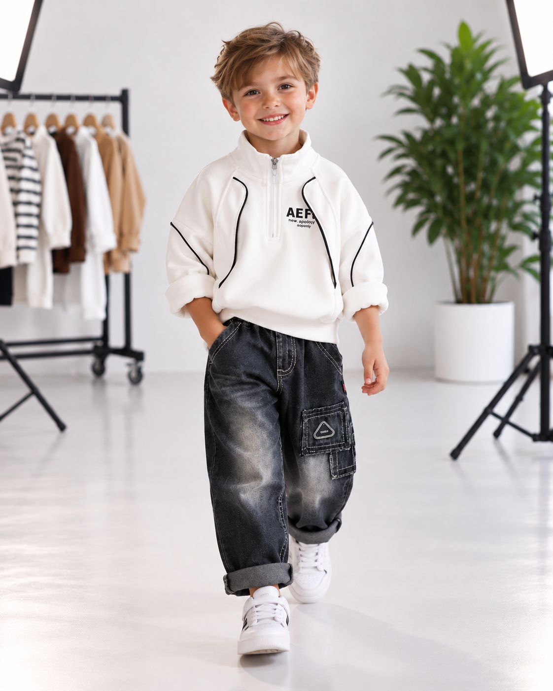 Boys Half-Zip Hoodie Set