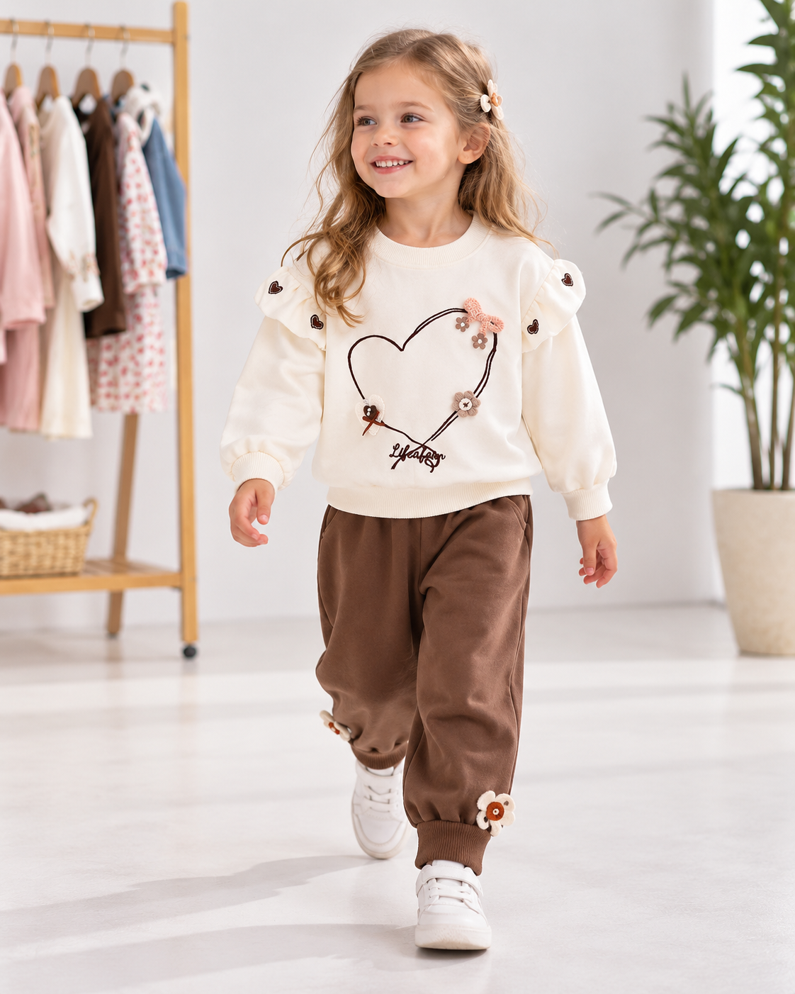 Girls Heart Hoodie Set