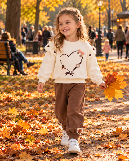 Girls Heart Hoodie Set