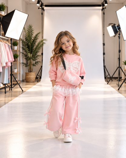 Girls Lace Hoodie Set