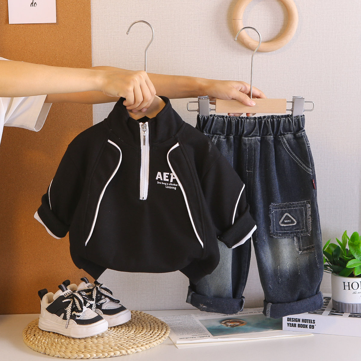 Boys Half-Zip Hoodie Set