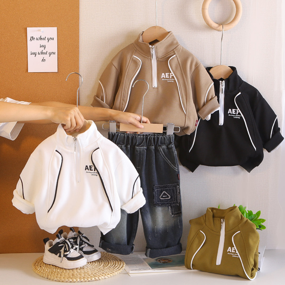 Boys Half-Zip Hoodie Set