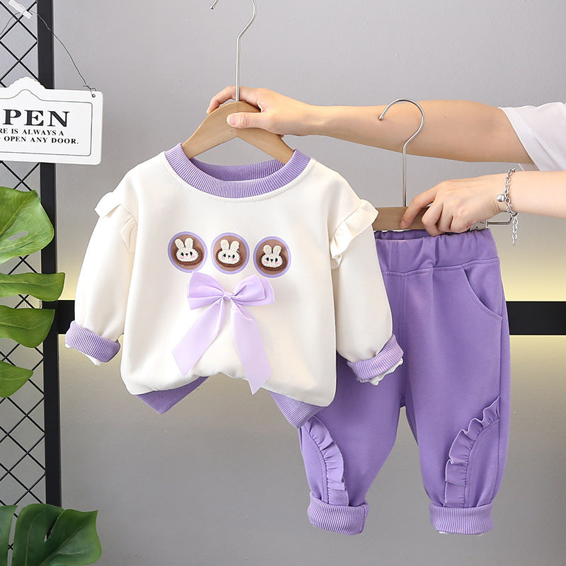 Girls Cartoon Hoodie Set