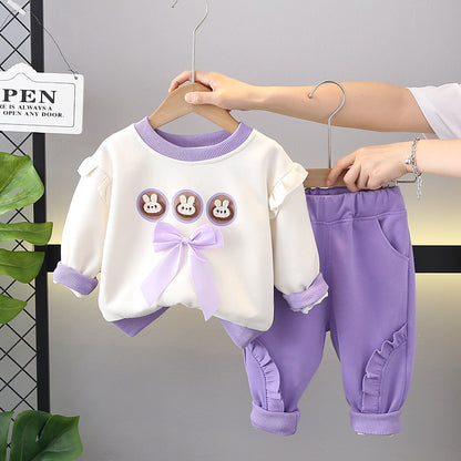 Girls Cartoon Hoodie Set