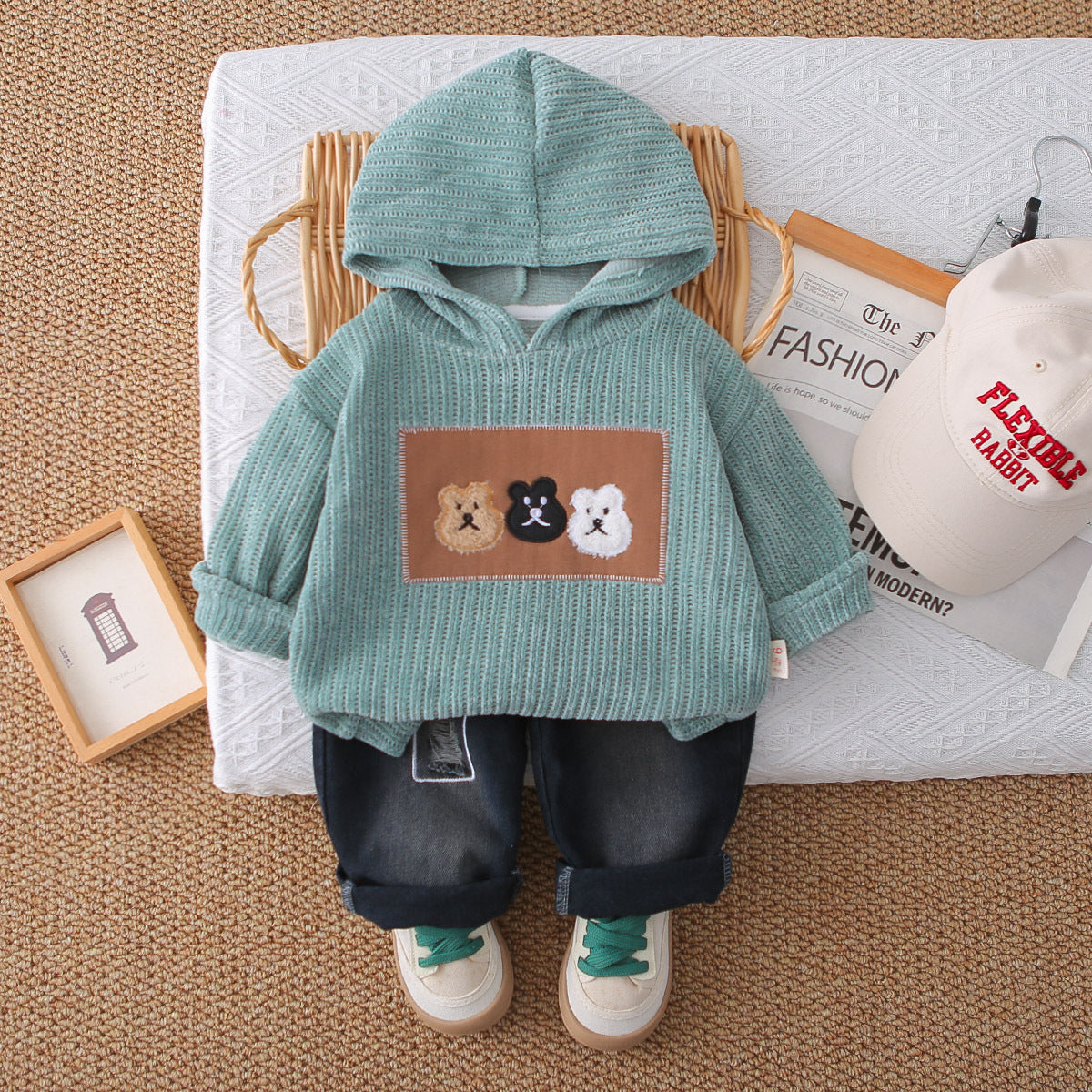 Boys Bear Hoodie Set