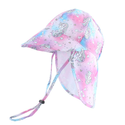 Baby Sun Hat with Cape – Quick-Dry Cartoon Beach Hat for Toddlers